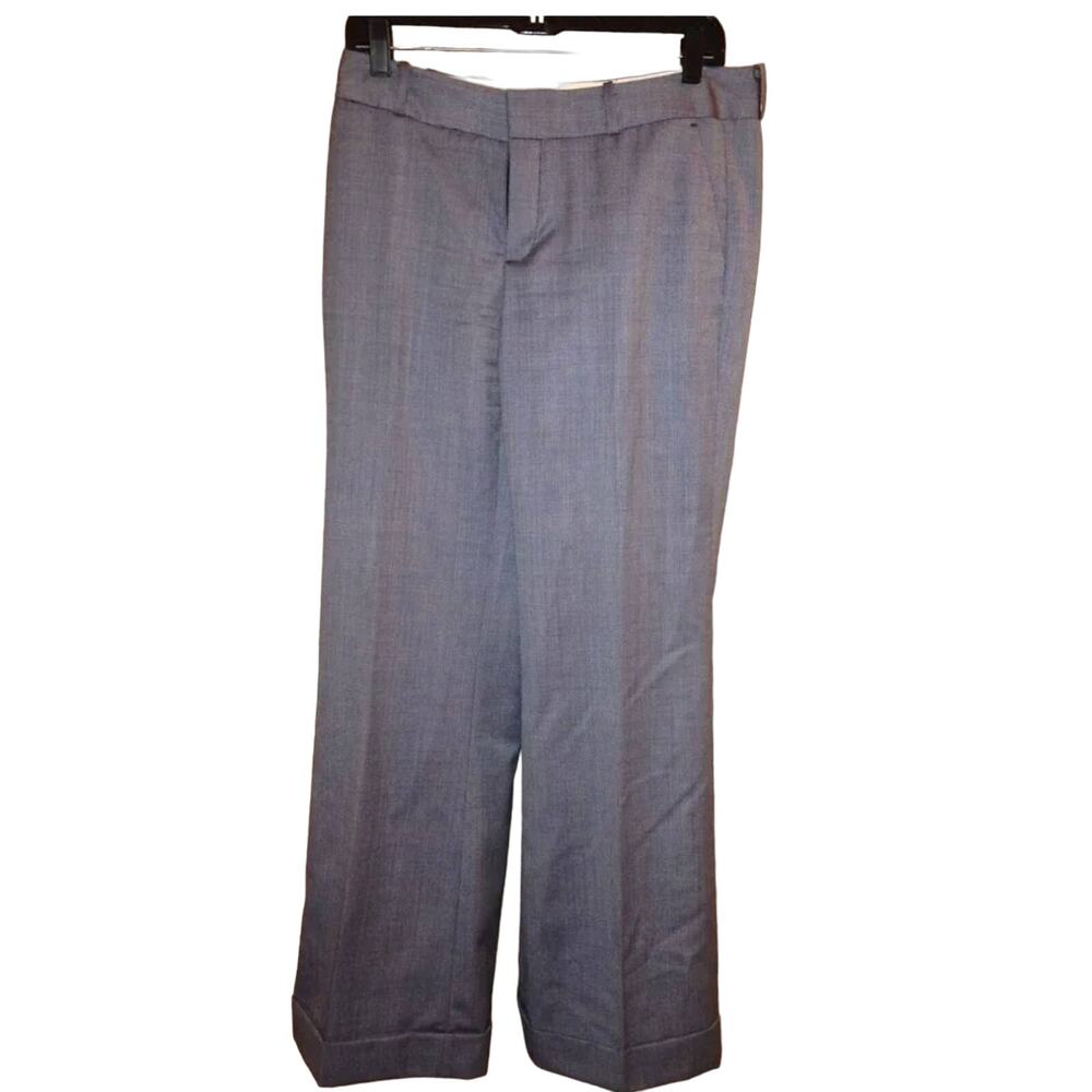 Banana Republic Ryan Fit Gray 12 Chambray Dress Work Pants Cuffed Wool Blend